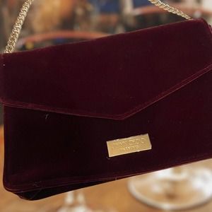 NWOT Jimmy Choo Parfums Burgundy Velvet Chain Purse